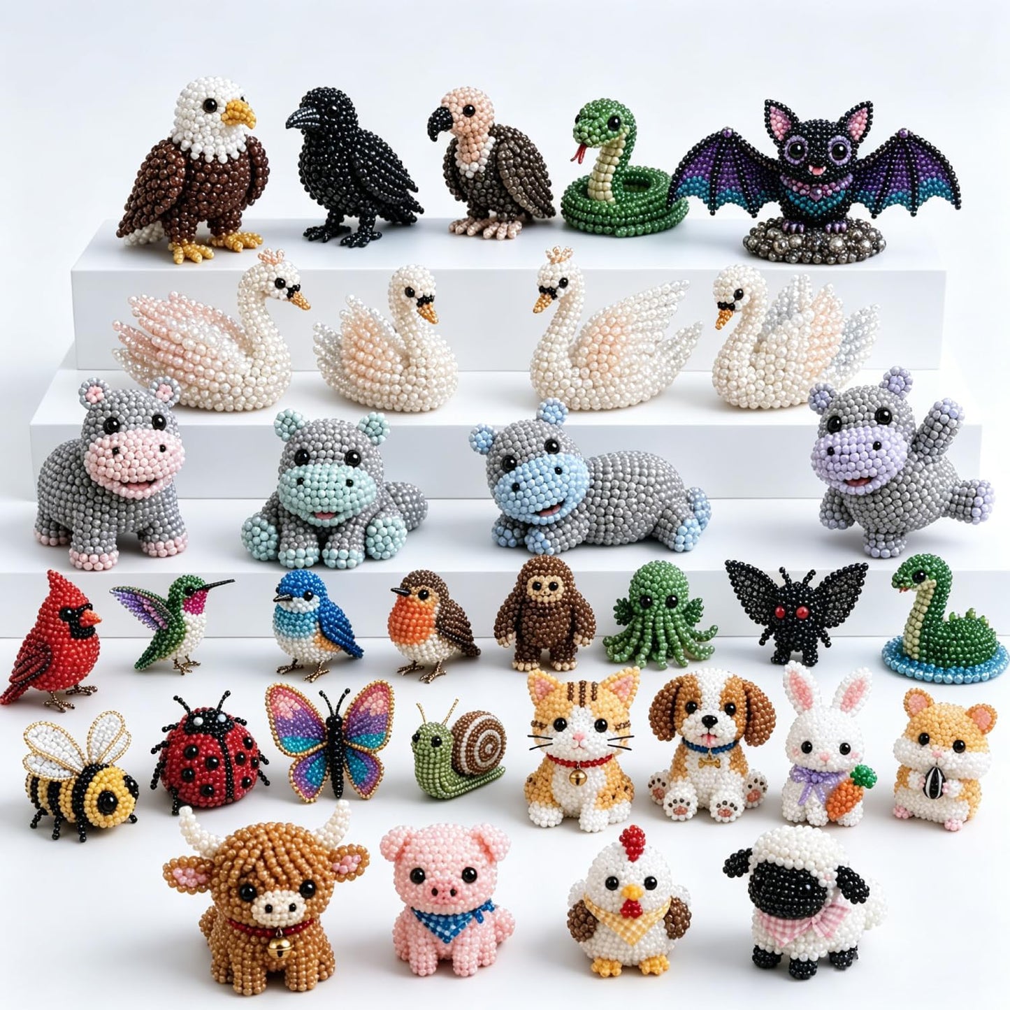 Sanzbae™ DIY 3D Animal Bead Craft Kit for Kids Ages 6-12 | STEM Building Toy, Screen-Free Educational Activity, Creative Arts & Crafts Gift for Boys & Girls