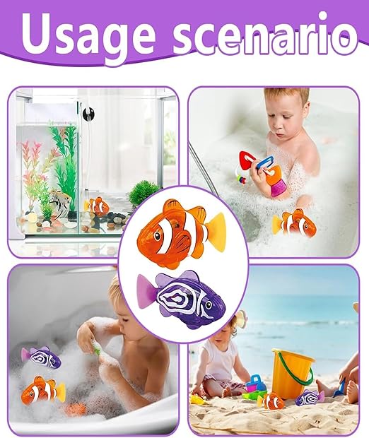 Water-Activated Clownfish Bath Toy, Battery-Powered Swimming Fish Toy for Bathtub & Pool Play