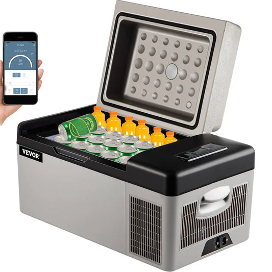SANZBAE Portable Car Refrigerator, 12V Camping Fridge Freezer for RVs & Road Trips