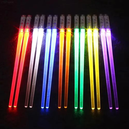 LED Lightsaber Chopsticks – Glowing Reusable Light-Up Chopsticks for Fun Dining