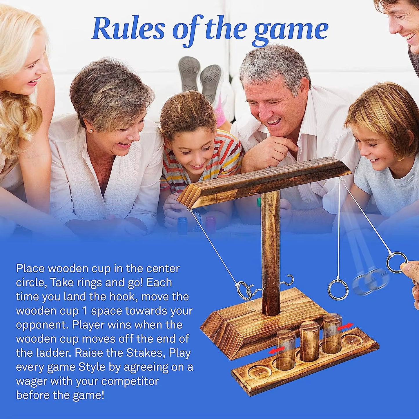 Wooden Ring Toss Game – Interactive Family Party Tabletop Game for Kids & Adults
