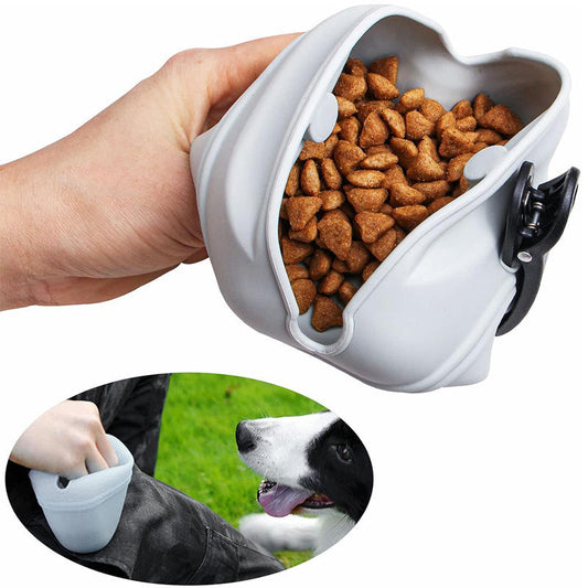 Silicone Pet Treat Pouch – Portable Dog Training Snack Bag with Magnetic Closure