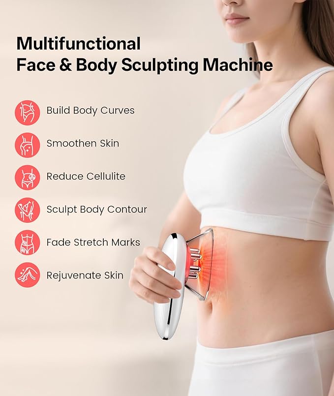 Windaily AM-820 Body Sculpting Massager – Cellulite Reduction & Lymphatic Drainage Machine | EMS Face & Body Slimming Device | Cupping & Gua Sha Home Spa Tool | Anti-Aging Skin Tightening Massager (Cordless, Rechargeable)