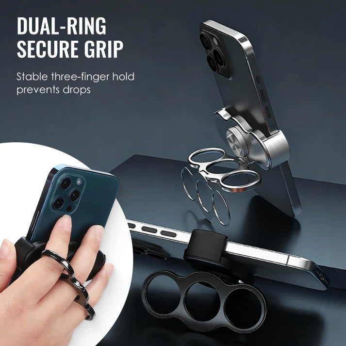 Sanzbae Triple Ring Phone Holder with 360° Rotation & Stand Grip