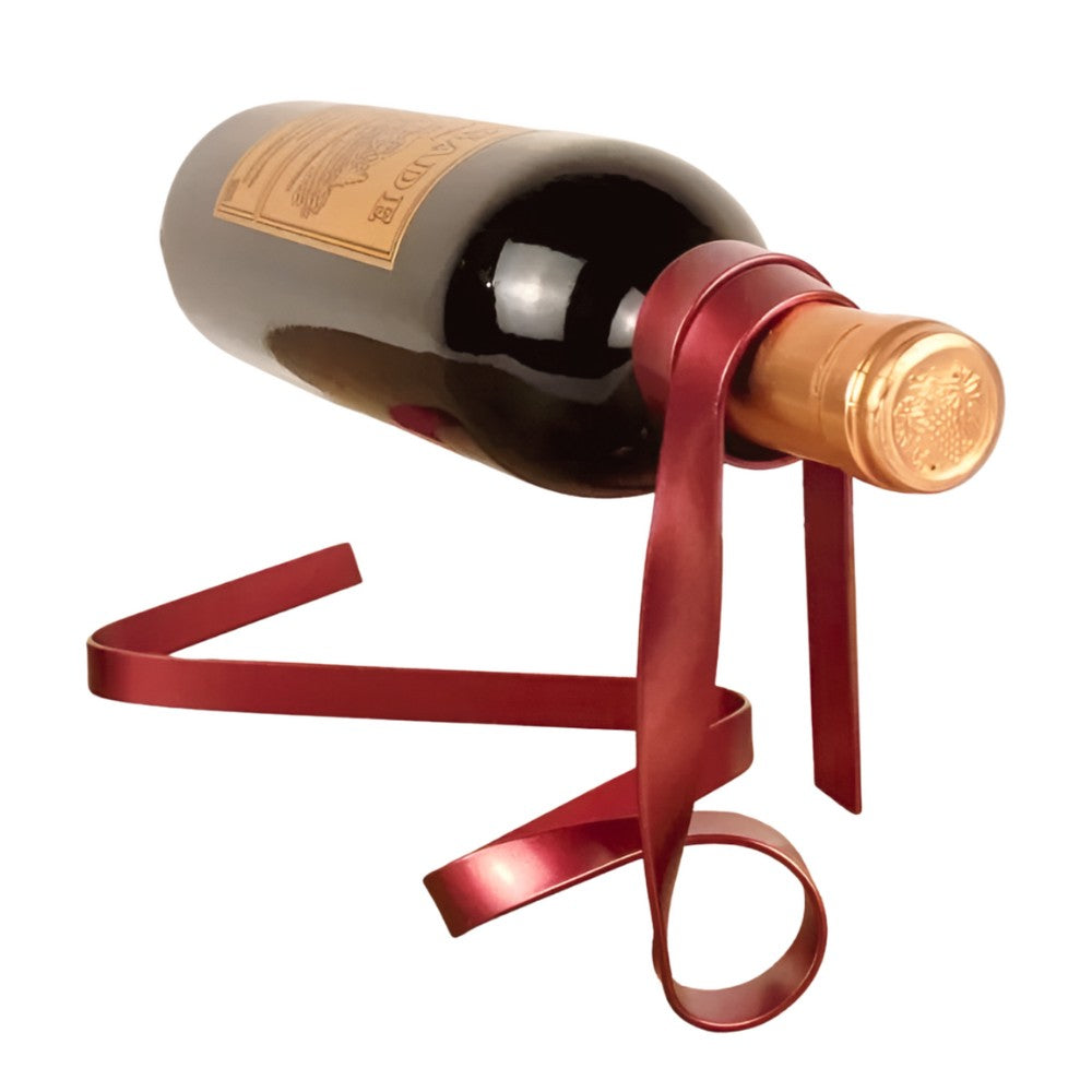 Ribbon Floating Wine Holder – Elegant Iron Balance Wine Bottle Stand