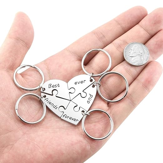 Sanzbae™ Personalized Heart Puzzle Keychain Set – Custom Engraved Matching Keychains for Couples, Best Friends & Family, Meaningful Friendship Gift