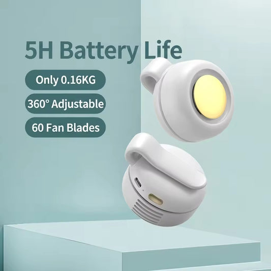Portable Clip-On Mini Cooling Fan – USB Rechargeable Waist Fan with 360° Adjustable Airflow, 3 Speed Settings, Hands-Free Personal Fan for Travel, Work, Hiking & Outdoor Activities