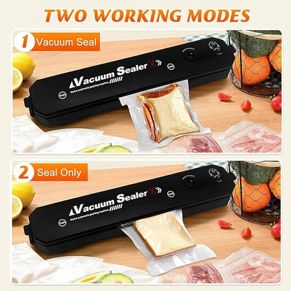 Compact Vacuum Sealer Machine with Bags for Food Storage, Meal Prep & Sous Vide.