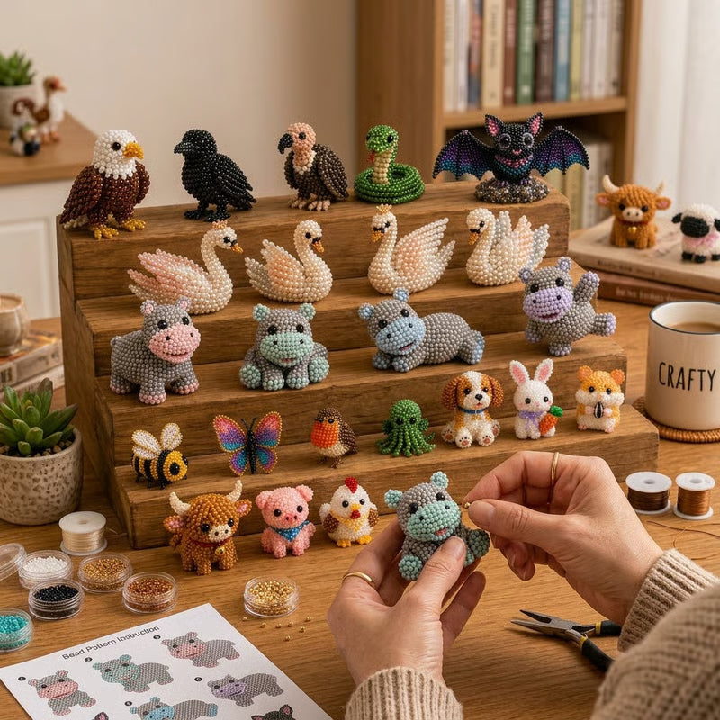 Sanzbae™ DIY 3D Animal Bead Craft Kit for Kids Ages 6-12 | STEM Building Toy, Screen-Free Educational Activity, Creative Arts & Crafts Gift for Boys & Girls