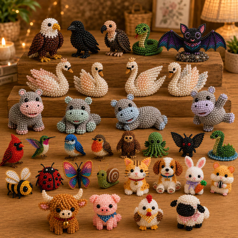 Sanzbae™ DIY 3D Animal Bead Craft Kit for Kids Ages 6-12 | STEM Building Toy, Screen-Free Educational Activity, Creative Arts & Crafts Gift for Boys & Girls