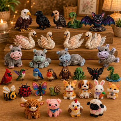 Sanzbae™ DIY 3D Animal Bead Craft Kit for Kids Ages 6-12 | STEM Building Toy, Screen-Free Educational Activity, Creative Arts & Crafts Gift for Boys & Girls