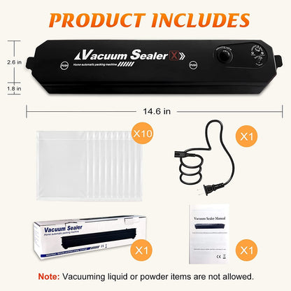 Compact Vacuum Sealer Machine with Bags for Food Storage, Meal Prep & Sous Vide.