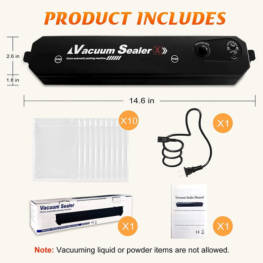 Compact Vacuum Sealer Machine with Bags for Food Storage, Meal Prep & Sous Vide.