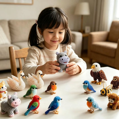 Sanzbae™ DIY 3D Animal Bead Craft Kit for Kids Ages 6-12 | STEM Building Toy, Screen-Free Educational Activity, Creative Arts & Crafts Gift for Boys & Girls