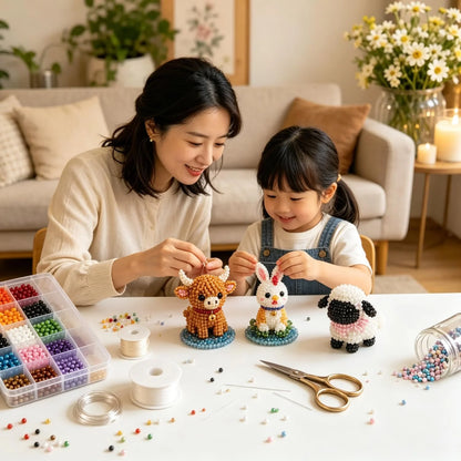Sanzbae™ DIY 3D Animal Bead Craft Kit for Kids Ages 6-12 | STEM Building Toy, Screen-Free Educational Activity, Creative Arts & Crafts Gift for Boys & Girls