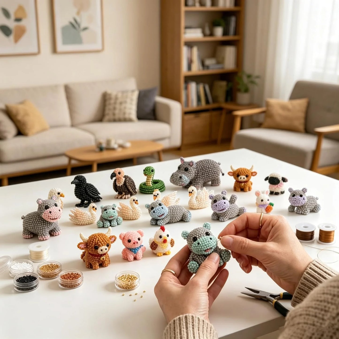 Sanzbae™ DIY 3D Animal Bead Craft Kit for Kids Ages 6-12 | STEM Building Toy, Screen-Free Educational Activity, Creative Arts & Crafts Gift for Boys & Girls