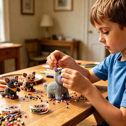 Sanzbae™ DIY 3D Animal Bead Craft Kit for Kids Ages 6-12 | STEM Building Toy, Screen-Free Educational Activity, Creative Arts & Crafts Gift for Boys & Girls