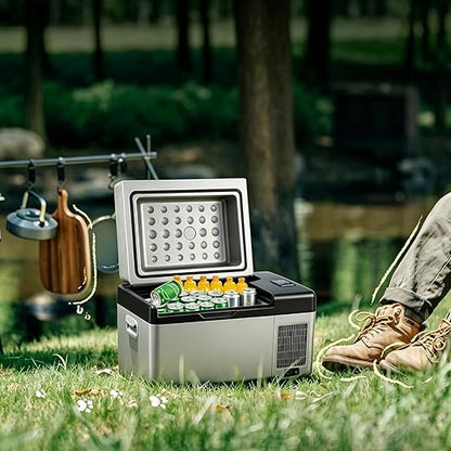 SANZBAE Portable Car Refrigerator, 12V Camping Fridge Freezer for RVs & Road Trips