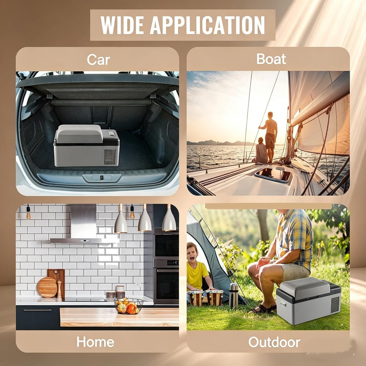 SANZBAE Portable Car Refrigerator, 12V Camping Fridge Freezer for RVs & Road Trips