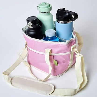 Portable Reusable Drink Carrier, 4 Cup Coffee Holder Tote for Takeout, Office & Travel