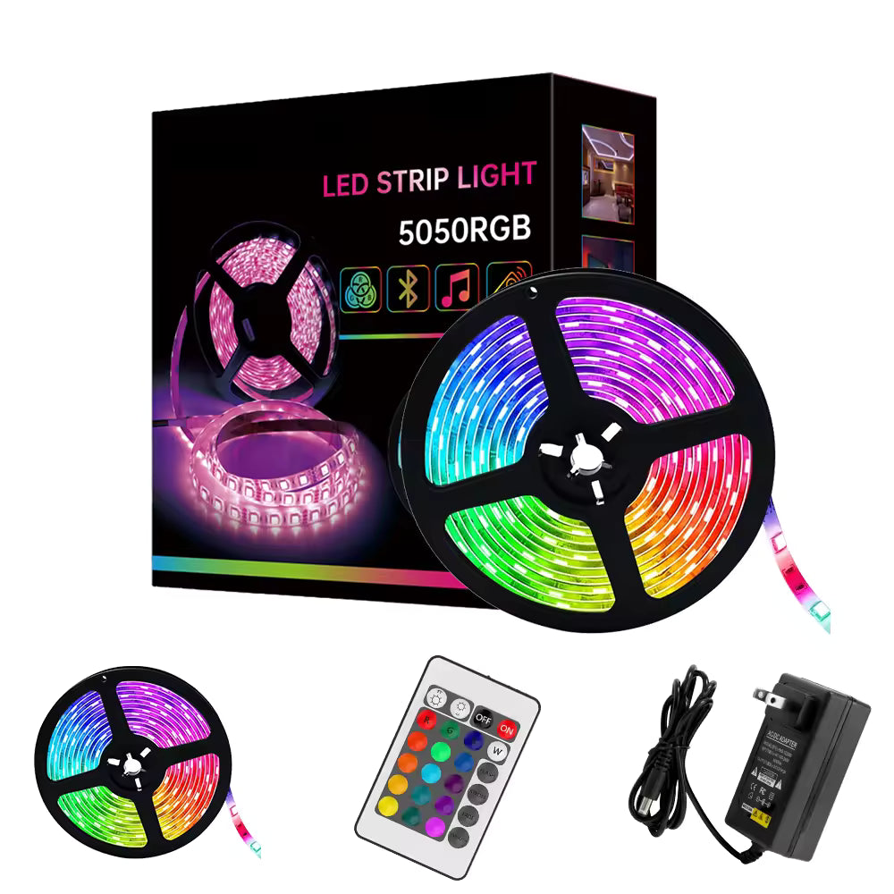 3.28ft USB RGB LED Strip Lights with 24-Key Remote – TV Backlight, DIY Room Decor & Indoor Ambient Lighting