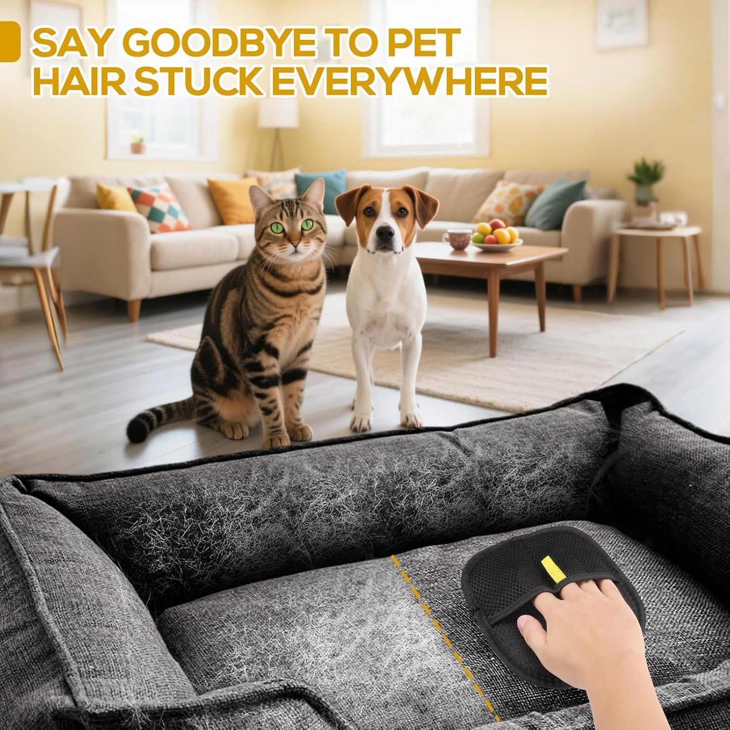 Reusable Pet Hair Remover Glove for Dogs, Cats, Clothes & Furniture