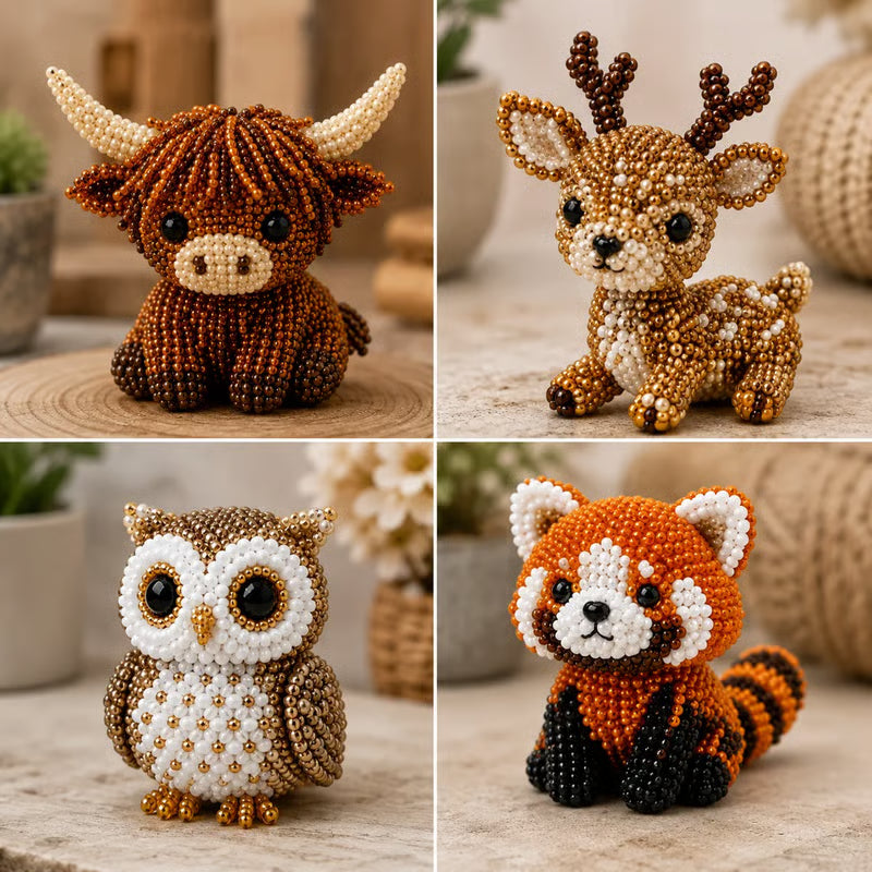 Sanzbae™ DIY 3D Animal Bead Craft Kit for Kids Ages 6-12 | STEM Building Toy, Screen-Free Educational Activity, Creative Arts & Crafts Gift for Boys & Girls