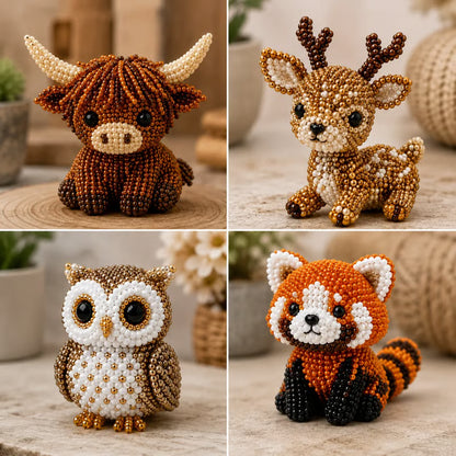 Sanzbae™ DIY 3D Animal Bead Craft Kit for Kids Ages 6-12 | STEM Building Toy, Screen-Free Educational Activity, Creative Arts & Crafts Gift for Boys & Girls