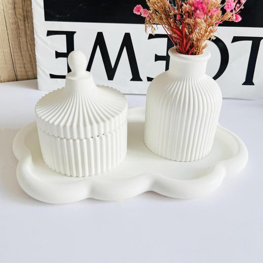 4-Piece Silicone Resin Mold Set for Tray, Vase & Jar DIY Crafts