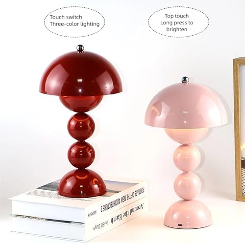 Cordless Rechargeable Table Lamp, Modern Dimmable Touch Bedside Lamp