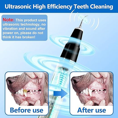 Pet Plaque Remover Teeth Cleaning Kit for Dogs & Cats, Rechargeable Ultrasonic Dental Cleaner