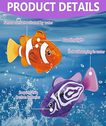 Water-Activated Clownfish Bath Toy, Battery-Powered Swimming Fish Toy for Bathtub & Pool Play