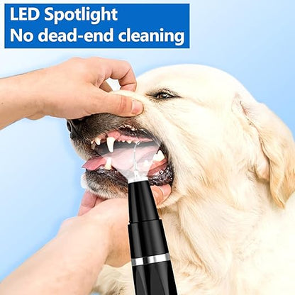 Pet Plaque Remover Teeth Cleaning Kit for Dogs & Cats, Rechargeable Ultrasonic Dental Cleaner