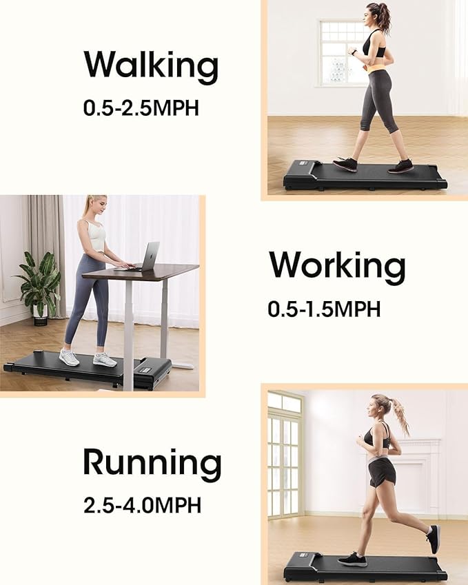 Sanzbae Walking Pad Treadmill for Home Office, Compact Under Desk Treadmill with App Control