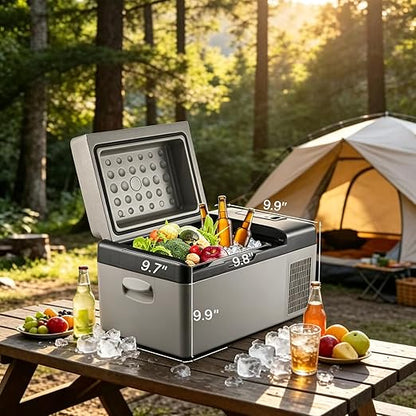 SANZBAE Portable Car Refrigerator, 12V Camping Fridge Freezer for RVs & Road Trips
