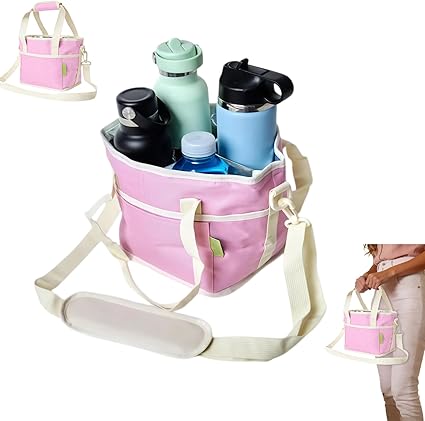 Portable Reusable Drink Carrier, 4 Cup Coffee Holder Tote for Takeout, Office & Travel