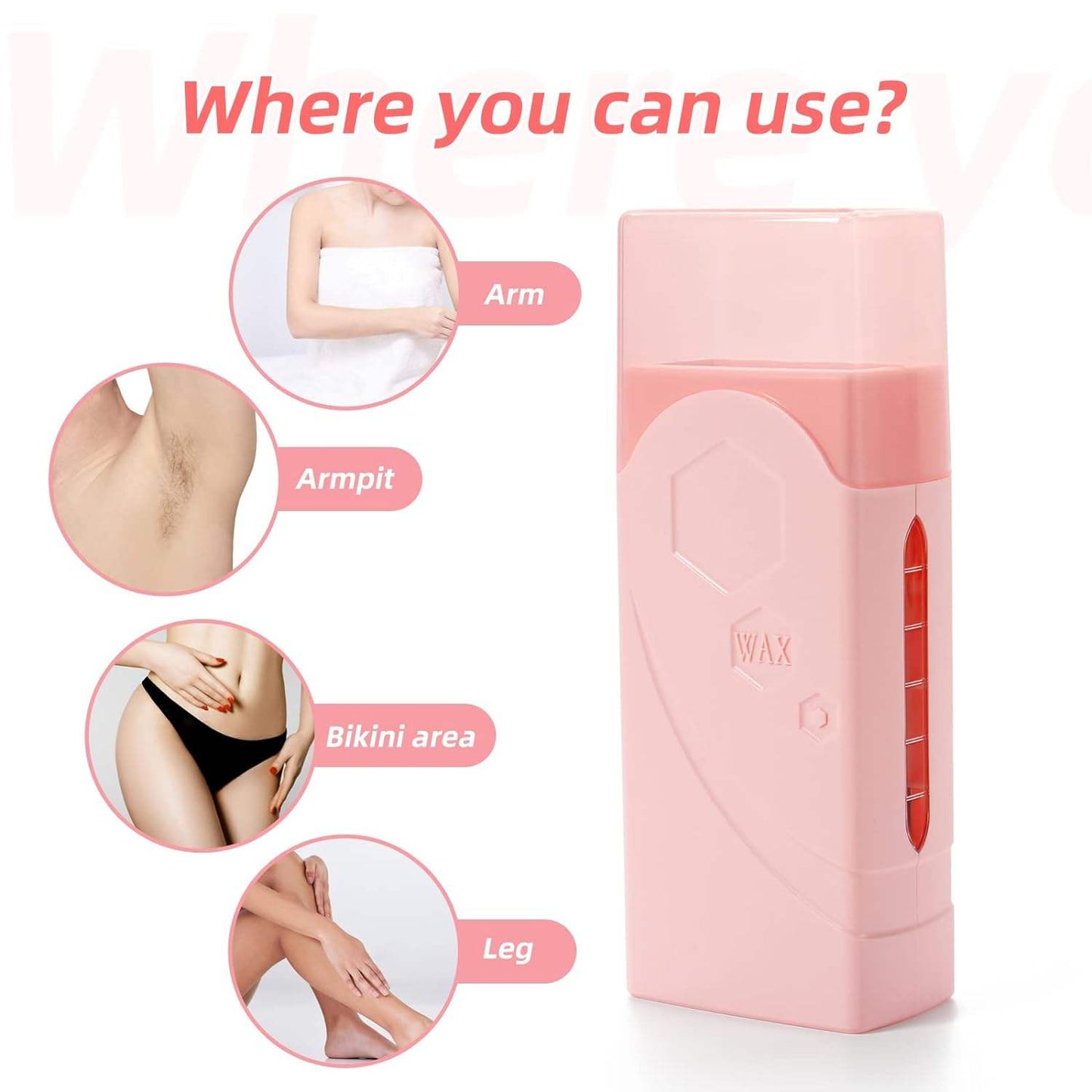 Women’s Electric Wax Heater Kit – Roll-On Sugar Wax Warmer for Face & Body Hair Removal | Smooth Skin Depilatory System (JP Plug)