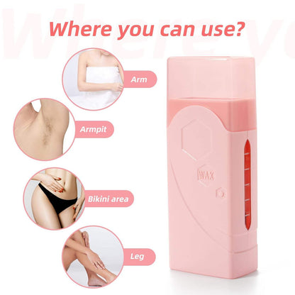 Women’s Electric Wax Heater Kit – Roll-On Sugar Wax Warmer for Face & Body Hair Removal | Smooth Skin Depilatory System (JP Plug)