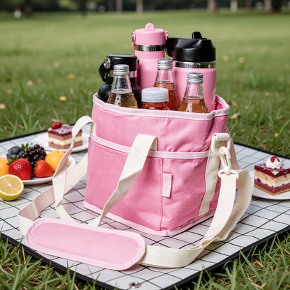 Portable Reusable Drink Carrier, 4 Cup Coffee Holder Tote for Takeout, Office & Travel