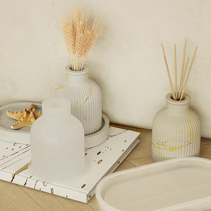 4-Piece Silicone Resin Mold Set for Tray, Vase & Jar DIY Crafts