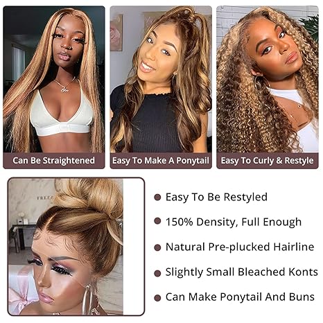 HD Lace Human Hair Wig, Pre-Plucked Lace Front Wig with Baby Hair
