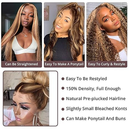 HD Lace Human Hair Wig, Pre-Plucked Lace Front Wig with Baby Hair