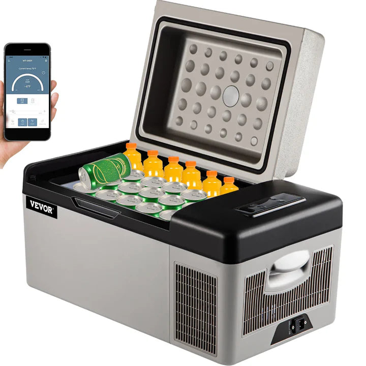 SANZBAE Portable Car Refrigerator, 12V Camping Fridge Freezer for RVs & Road Trips