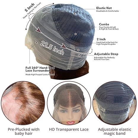 HD Lace Human Hair Wig, Pre-Plucked Lace Front Wig with Baby Hair