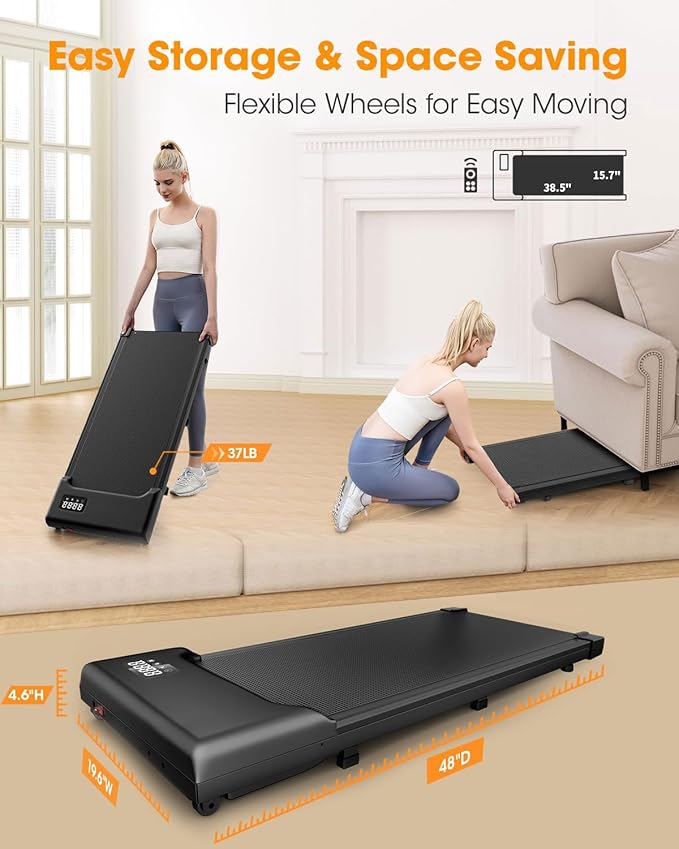 Sanzbae Walking Pad Treadmill for Home Office, Compact Under Desk Treadmill with App Control