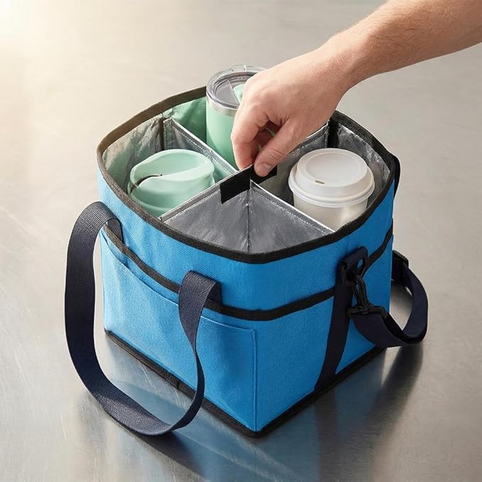 Portable Reusable Drink Carrier, 4 Cup Coffee Holder Tote for Takeout, Office & Travel