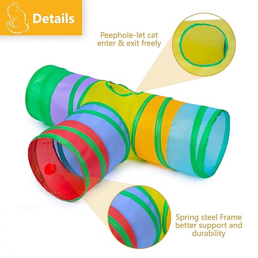 Foldable Multi-Channel Cat Play Tunnel, Interactive Hide & Seek Toy for Indoor Cats
