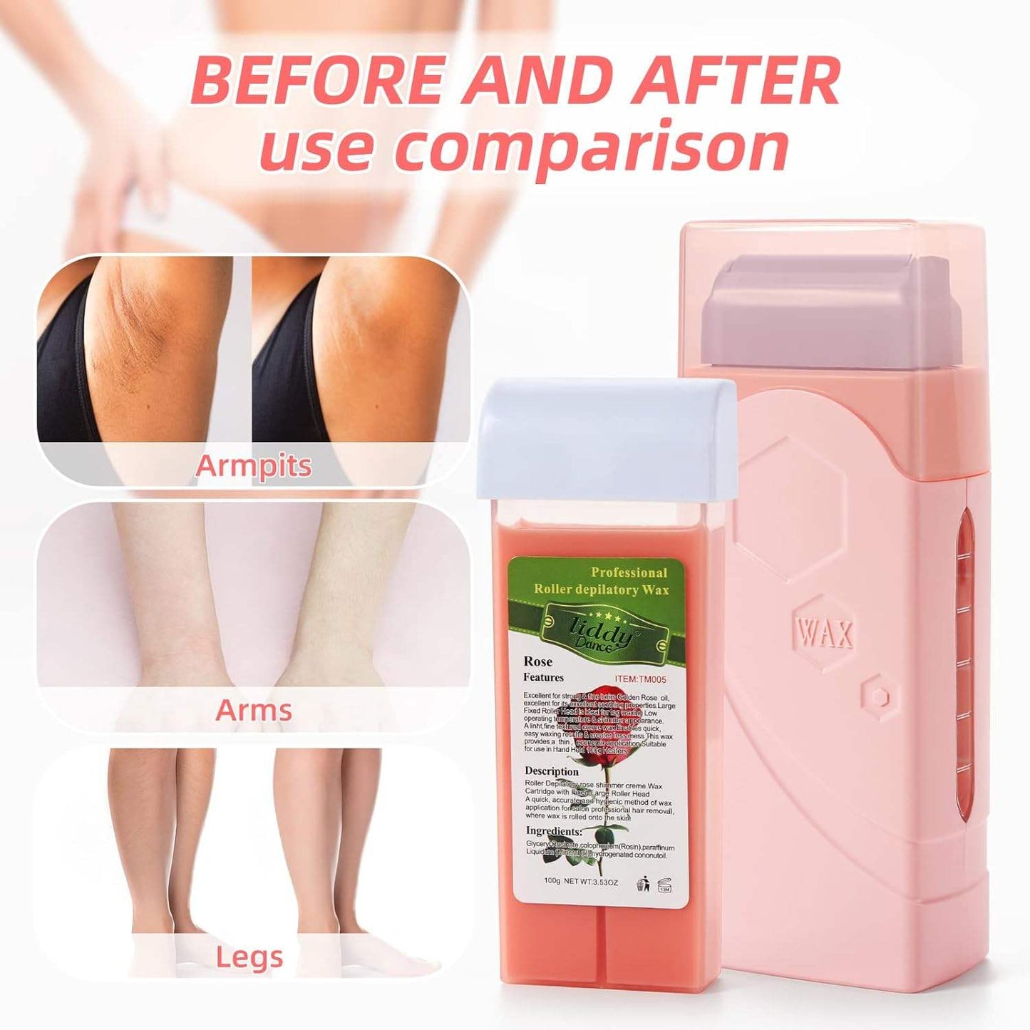 Women’s Electric Wax Heater Kit – Roll-On Sugar Wax Warmer for Face & Body Hair Removal | Smooth Skin Depilatory System (JP Plug)