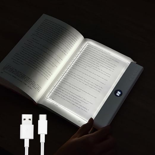 SANZBAE Rechargeable Full Page Book Light with Timer & 3 Color Modes