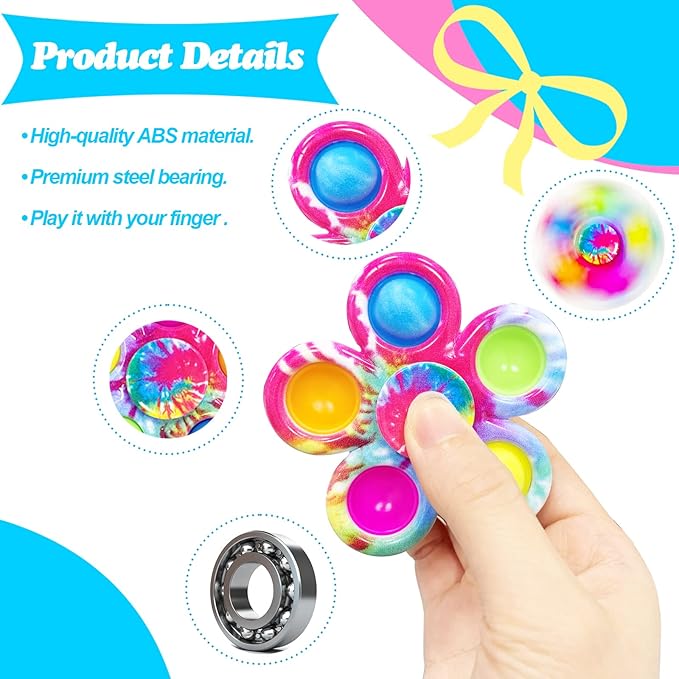 5/10/20 PCS Mini Fidget Spinner Set, Rainbow Party Favor Sensory Toys 14+